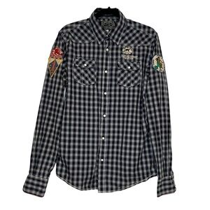 Scotch & Soda Rare Vintage Checkered Western Pearl Snap Shirt Size Medium